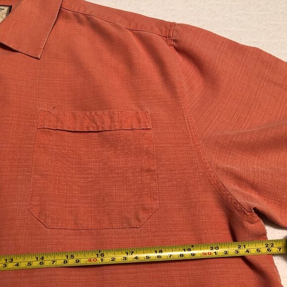 Jamaica Jaxx 100% Silk Hawaiian Shirt Men's Medium, colo Peach Short Sleeve - Picture 4 of 7